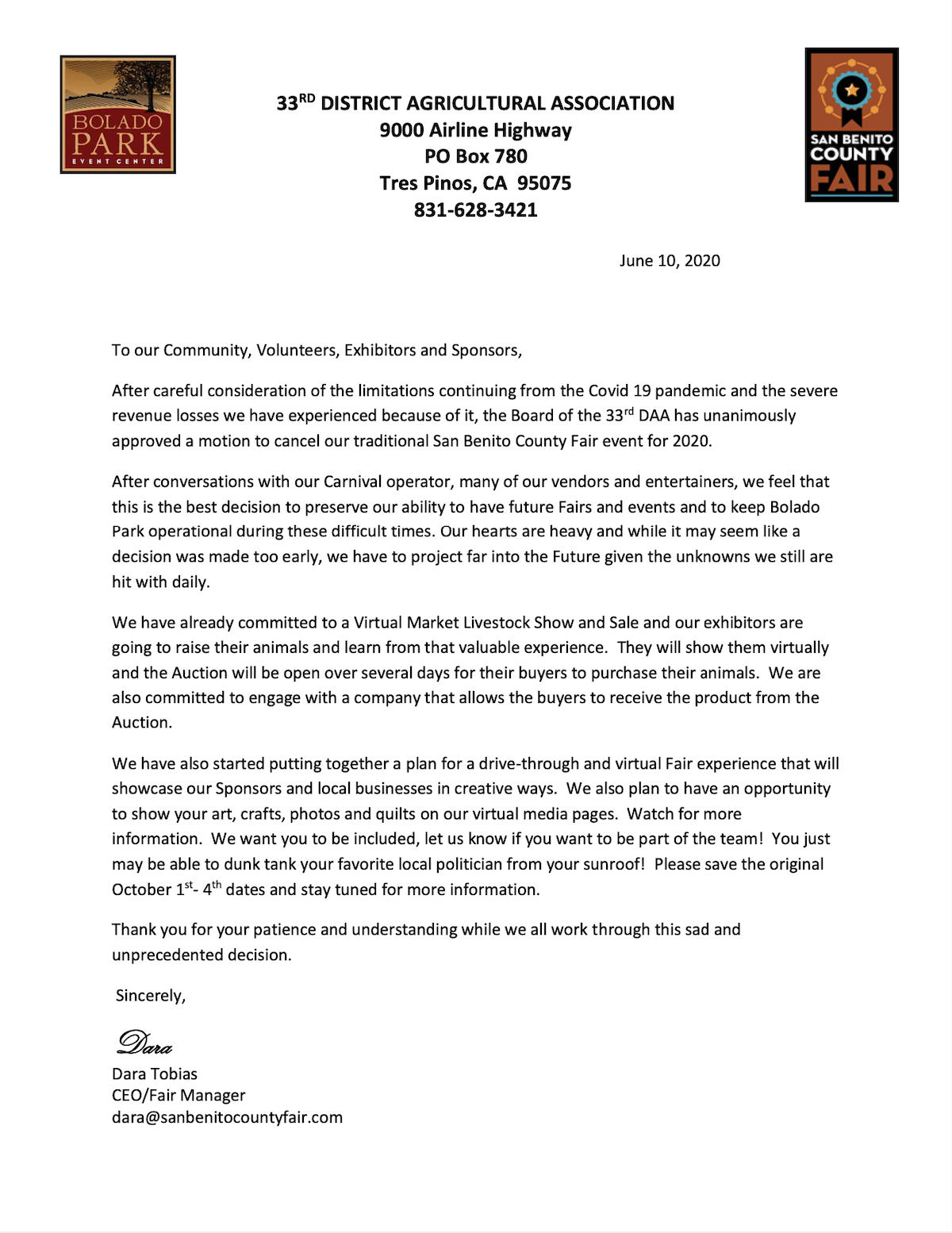SBC Fair Cancellation Letter 6-12-2020